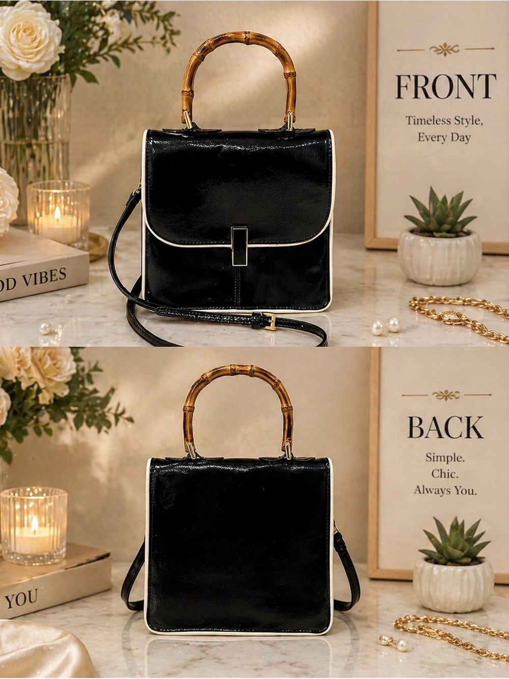 Urban Outfitters Black Crossbody Bag w/ Bamboo Handle – Chic & Compact - Picture 10 of 10